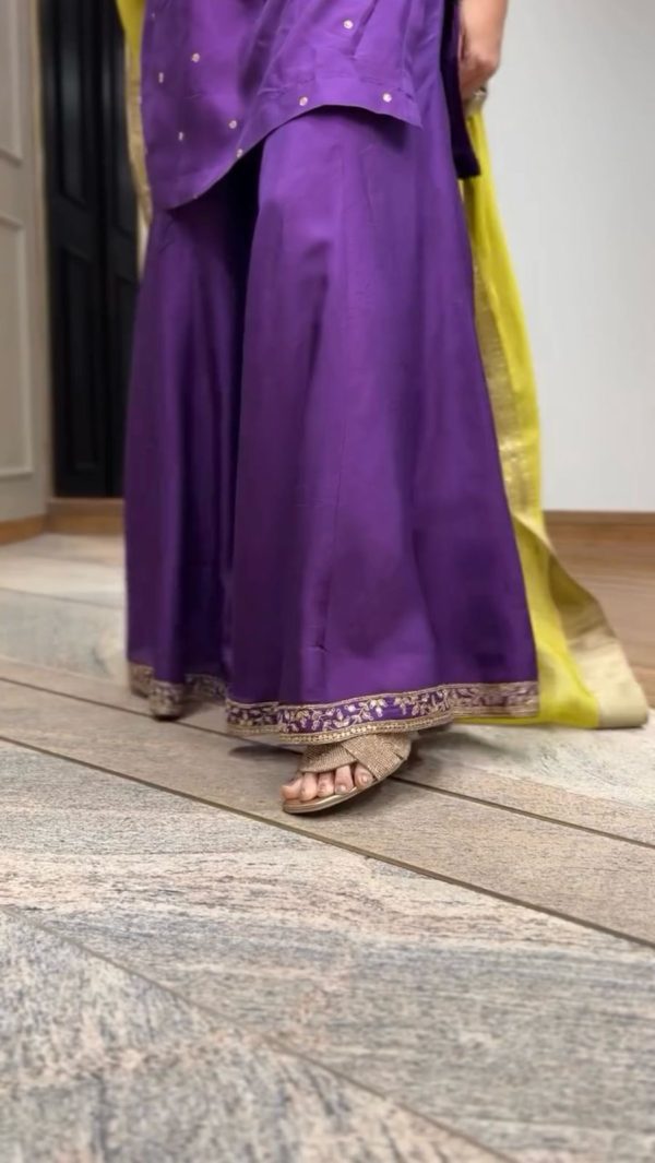 Purple Chinnon Silk Embroidery Sequence Work Salwar Suit - Image 4