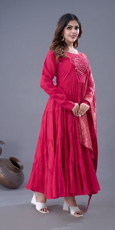 ZSR 3107 Pink Color Roman Silk With Embroidery Sequence Work Anarkali Gown Wedding Party, Festive, Events Etc.4-6 Working Days@1999/- only | Gowns, Bollywood Gowns, Creative Gowns, Designer Gowns, Embroidered Gowns, Party Wear Gowns, Straight Suits