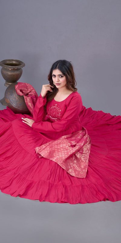 ZSR 3107 Pink Color Roman Silk With Embroidery Sequence Work Anarkali Gown Wedding Party, Festive, Events Etc.4-6 Working Days@1999/- only | Gowns, Bollywood Gowns, Creative Gowns, Designer Gowns, Embroidered Gowns, Party Wear Gowns, Straight Suits