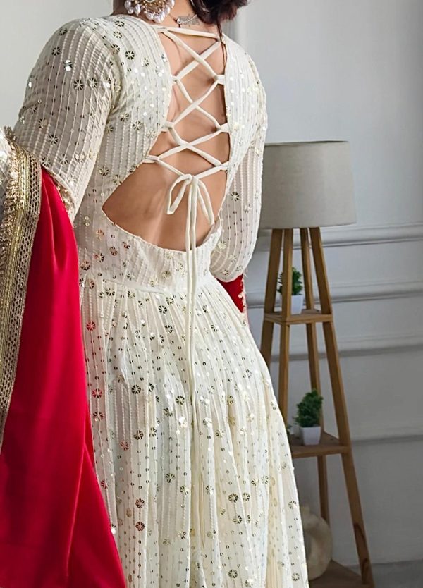 White Fox Georgette Heavy Embroidery Work Salwar Suit - Image 2