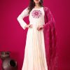 ZSR 3107 White Color Roman Silk With Embroidery Sequence Work Anarkali Gown Wedding Party, Festive, Events Etc.4-6 Working Days@1999/- only | Gowns, Bollywood Gowns, Creative Gowns, Designer Gowns, Embroidered Gowns, Party Wear Gowns, Straight Suits