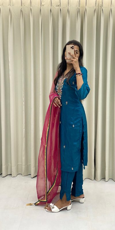 BE 301 Peacock Blue Color Fendi Silk Hand Work Salwar Suit Casual, Wedding, Party, Festive, Events Etc.4-6 Working Days@ 1799/-only | Jump Suits, Salwar suit, Casual Suits, Creative suits, Designer Suits, Palazzo Suits, Party Wear Suits, Patiala Suits, Straight Suits