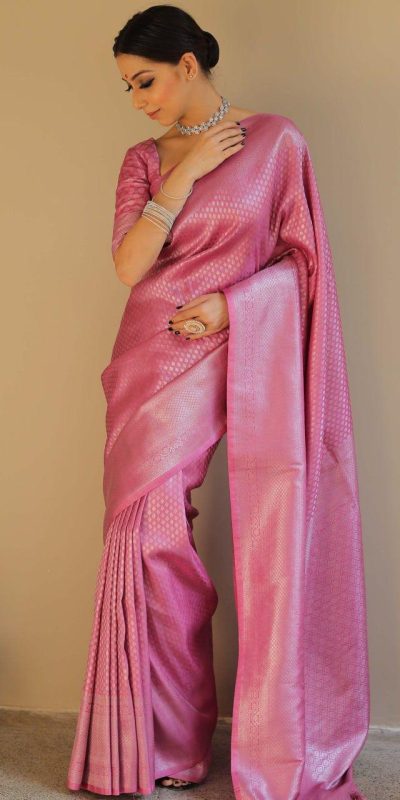 KP 6018 Light pink Color Soft Lichi Silk Jacquard Work On All Over Saree Casual, Wedding, Festive, Events . Expected Delivery  4-6 Working Days @1349/- only                                                                                                                                             | Sarees, Bollywood Sarees, Creative Sarees, Designer Sarees, Embroidered Sarees, Ethnic Saree, Modern Digital sarees, Party Wear Sarees