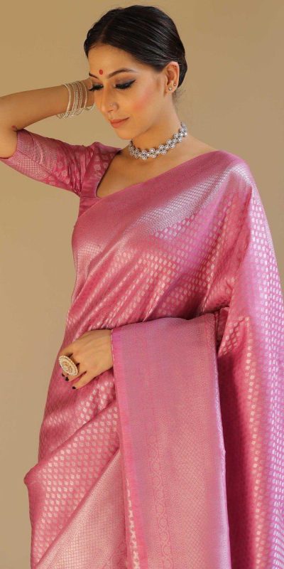 KP 6018 Light pink Color Soft Lichi Silk Jacquard Work On All Over Saree Casual, Wedding, Festive, Events . Expected Delivery  4-6 Working Days @1349/- only                                                                                                                                             | Sarees, Bollywood Sarees, Creative Sarees, Designer Sarees, Embroidered Sarees, Ethnic Saree, Modern Digital sarees, Party Wear Sarees