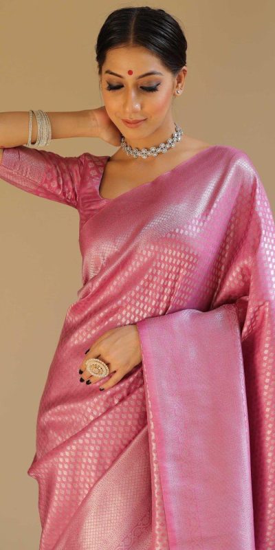 KP 6018 Light pink Color Soft Lichi Silk Jacquard Work On All Over Saree Casual, Wedding, Festive, Events . Expected Delivery  4-6 Working Days @1349/- only                                                                                                                                             | Sarees, Bollywood Sarees, Creative Sarees, Designer Sarees, Embroidered Sarees, Ethnic Saree, Modern Digital sarees, Party Wear Sarees