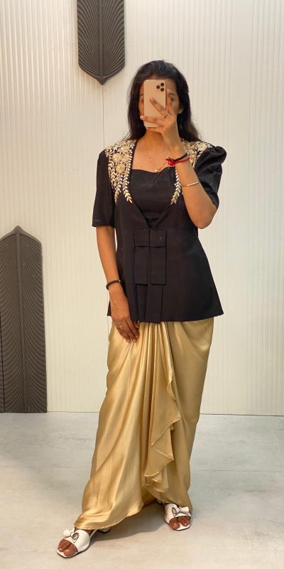 LG1899 Black & Cream Color French Crape With Sequence Embroidery Dhoti Suit Casual, Wedding, Party, Festive, Events Etc.4-6 Working Days@ 2049/-only | Jump Suits, Salwar suit, Casual Suits, Creative suits, Designer Suits, Palazzo Suits, Party Wear Suits, Patiala Suits, Straight Suits