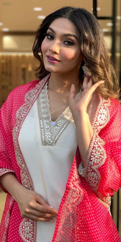 MF 726 Half White Color Roman Silk With Red Dupatta Coding Work Salwar Suit Casual, Wedding, Party, Festive, Events Etc.4-6 Working Days@ 1699/-only | Jump Suits, Salwar suit, Casual Suits, Creative suits, Designer Suits, Palazzo Suits, Party Wear Suits, Patiala Suits, Straight Suits
