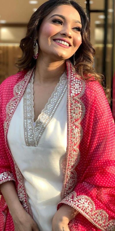 MF 726 Half White Color Roman Silk With Red Dupatta Coding Work Salwar Suit Casual, Wedding, Party, Festive, Events Etc.4-6 Working Days@ 1699/-only | Jump Suits, Salwar suit, Casual Suits, Creative suits, Designer Suits, Palazzo Suits, Party Wear Suits, Patiala Suits, Straight Suits