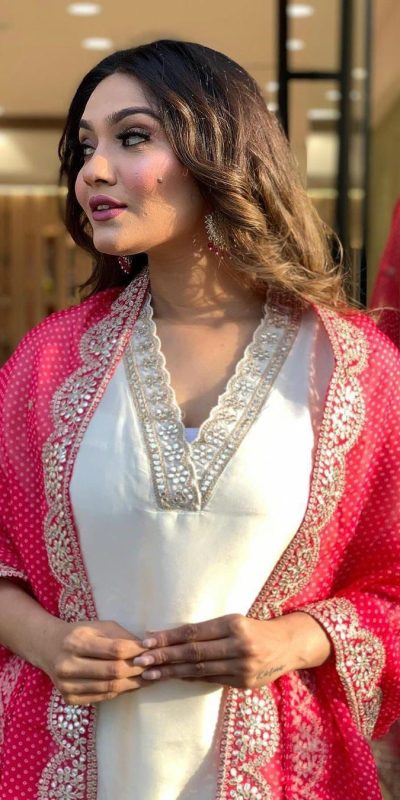 MF 726 Half White Color Roman Silk With Red Dupatta Coding Work Salwar Suit Casual, Wedding, Party, Festive, Events Etc.4-6 Working Days@ 1699/-only | Jump Suits, Salwar suit, Casual Suits, Creative suits, Designer Suits, Palazzo Suits, Party Wear Suits, Patiala Suits, Straight Suits