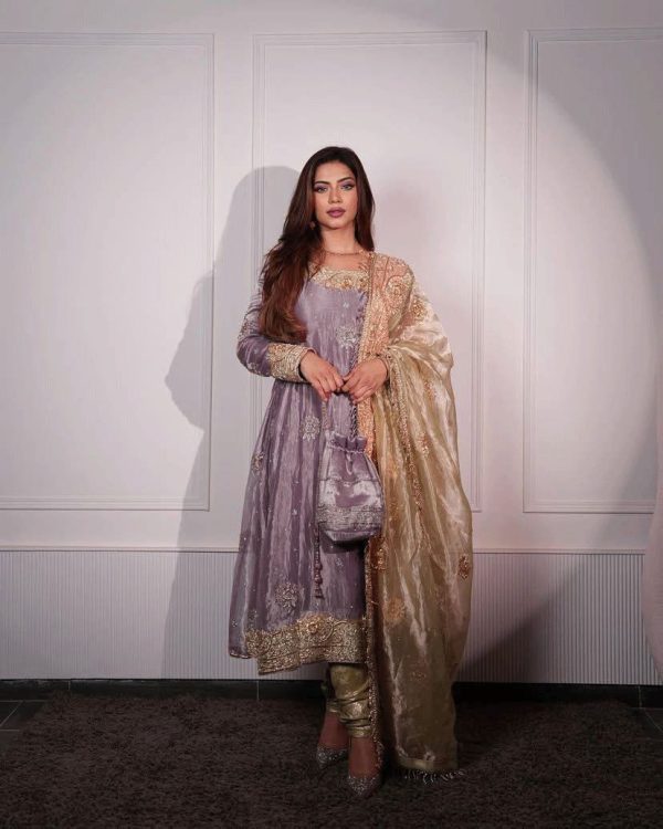 Purple Sequence Embroidery Rivet Moti Work Salwar Suit - Image 2
