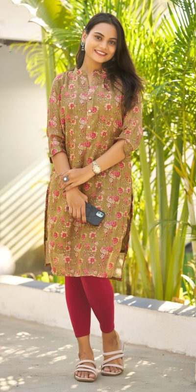 INLI Mehandi Pista Color Simmer Silk Office Wear Printed Kurti Casual, Wedding, Party, Festive, Events Etc. Expected Delivery 4-6 Working Days @1399/- | Kurti, Bollywood Kurti, Creative Kurtis, Designer Kurti, Party Wear Kurti, Selfie Kurti