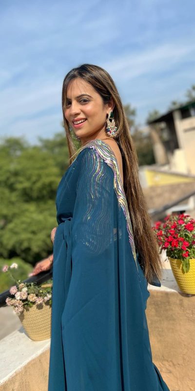 JR 579 Peacock Blue Color Georgette Sequence Work Lace With Peiping Saree Casual, Wedding, Festive, Events . Expected Delivery  4-6 Working Days @1649/- only                                                                                                                                             | Sarees, Bollywood Sarees, Creative Sarees, Designer Sarees, Embroidered Sarees, Ethnic Saree, Modern Digital sarees, Party Wear Sarees