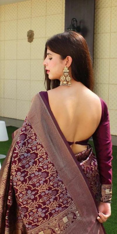 KP 3062 Wine Color Soft Lichi Silk Jacquard Work On All Over Saree Casual, Wedding, Festive, Events . Expected Delivery 4-6 Working Days @1499/- only | Sarees, Bollywood Sarees, Creative Sarees, Designer Sarees, Embroidered Sarees, Ethnic Saree, Modern Digital sarees, Party Wear Sarees