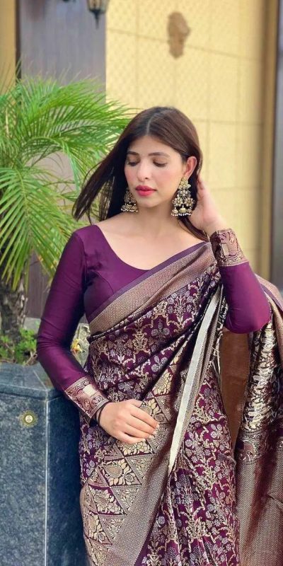 KP 3062 Wine Color Soft Lichi Silk Jacquard Work On All Over Saree Casual, Wedding, Festive, Events . Expected Delivery 4-6 Working Days @1499/- only | Sarees, Bollywood Sarees, Creative Sarees, Designer Sarees, Embroidered Sarees, Ethnic Saree, Modern Digital sarees, Party Wear Sarees