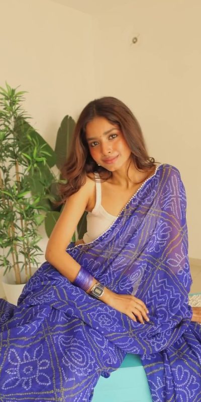 SC 410 Blue Color Soft Georgette Silk Bandhani Design Saree Casual, Wedding, Festive, Events . Expected Delivery 4-6 Working Days @1599/- only | Sarees, Bollywood Sarees, Creative Sarees, Designer Sarees, Embroidered Sarees, Ethnic Saree, Modern Digital sarees, Party Wear Sarees