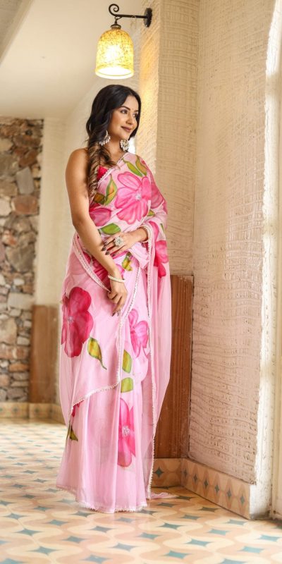 SC 409 Pink Color Pure Soft Georgette Silk All Over Saree Casual, Wedding, Festive, Events . Expected Delivery 4-6 Working Days @1599/- only | Sarees, Bollywood Sarees, Creative Sarees, Designer Sarees, Embroidered Sarees, Ethnic Saree, Modern Digital sarees, Party Wear Sarees