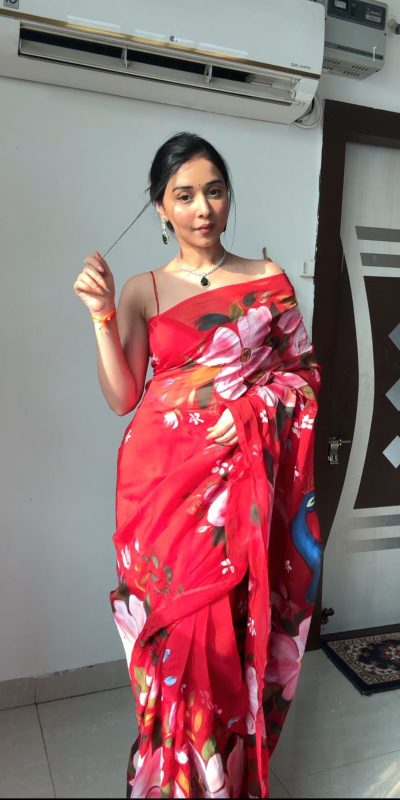 SC 227 Red Color Soft Organza Silk Ready To Wear Saree Casual, Wedding, Festive, Events . Expected Delivery 4-6 Working Days @1549/- only | Sarees, Bollywood Sarees, Creative Sarees, Designer Sarees, Embroidered Sarees, Ethnic Saree, Modern Digital sarees, Party Wear Sarees