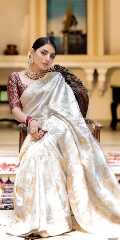 MB 494 White Color Soft Litchi Silk All Over Weaving Saree Casual, Wedding, Festive, Events . Expected Delivery 4-6 Working Days @1199/- only | Sarees, Bollywood Sarees, Creative Sarees, Designer Sarees, Embroidered Sarees, Ethnic Saree, Modern Digital sarees, Party Wear Sarees