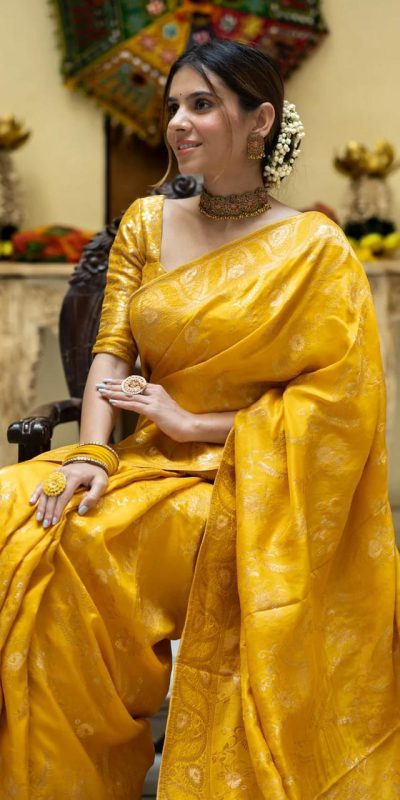 MB 494 Yellow Color Soft Litchi Silk All Over Weaving Saree Casual, Wedding, Festive, Events . Expected Delivery 4-6 Working Days @1199/- only | Sarees, Bollywood Sarees, Creative Sarees, Designer Sarees, Embroidered Sarees, Ethnic Saree, Modern Digital sarees, Party Wear Sarees