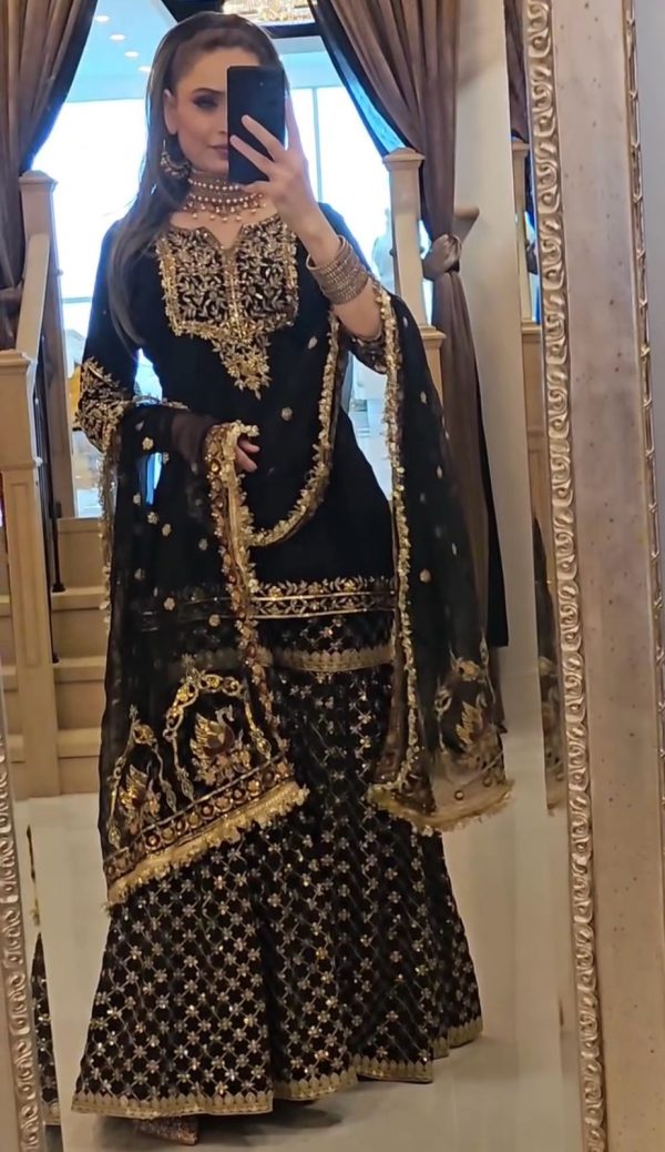 Black Georgette Embroidery Sequence Work Salwar Suit - Image 3