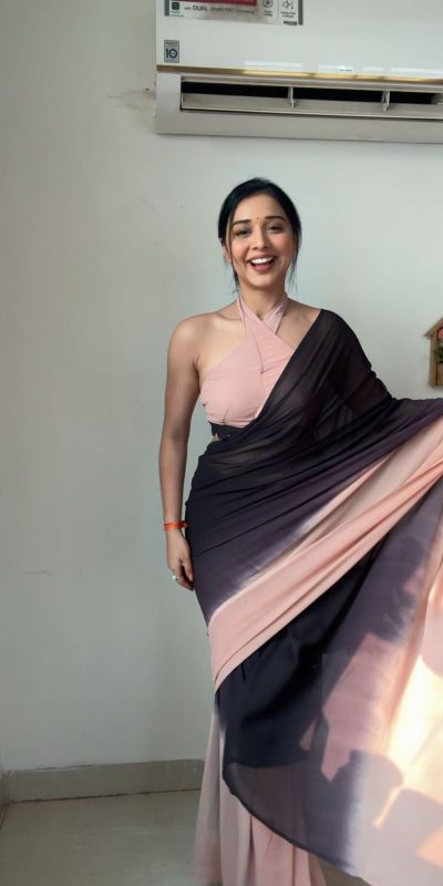 SC 225 Peach Black Color Soft Georgette Silk Ready To Wear Saree Casual, Wedding, Festive, Events . Expected Delivery 4-6 Working Days @1549/- only | Sarees, Bollywood Sarees, Creative Sarees, Designer Sarees, Embroidered Sarees, Ethnic Saree, Modern Digital sarees, Party Wear Sarees