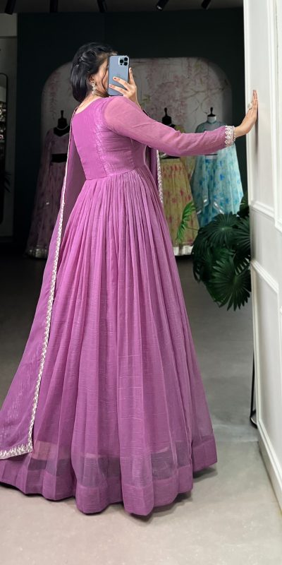 YNF 5500 Purple Color Silver Glory Hotfix Sequins Thread Work Gown Casual, Wedding, Party, Festive, Events Etc. Expected Delivery 4-6 Working Days @1999/- | Gowns, Bollywood Gowns, Creative Gowns, Designer Gowns, Embroidered Gowns, Party Wear Gowns