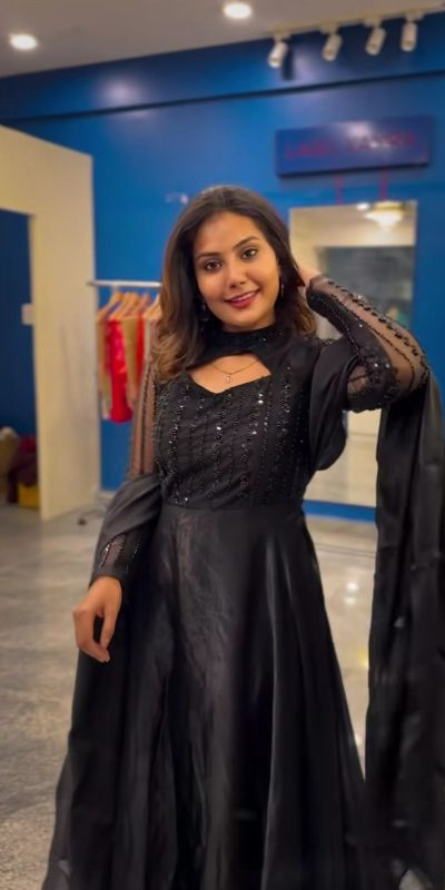 ND 5038 Black Color Jimmy Chu With Sequence Embroidery Work Gown Casual, Wedding, Party, Festive, Events Etc.4-6 Working Days@ 2099/-only | Gowns, Bollywood Gowns, Creative Gowns, Designer Gowns, Embroidered Gowns, Party Wear Gowns