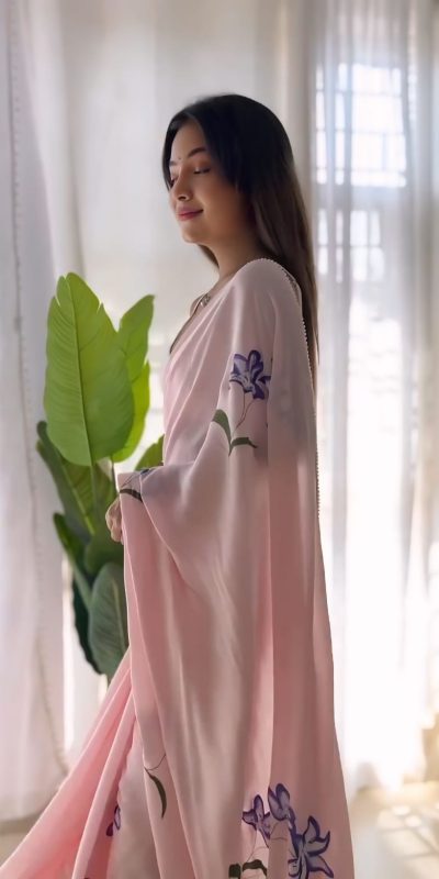 SC 408 Pink Color Pure Soft Georgette Silk Pari Work Saree Casual, Wedding, Festive, Events . Expected Delivery 4-6 Working Days @1599/- only | Sarees, Bollywood Sarees, Creative Sarees, Designer Sarees, Embroidered Sarees, Ethnic Saree, Modern Digital sarees, Party Wear Sarees