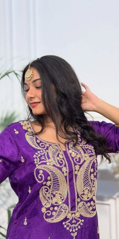 VLM 269 Purple Color Chinon Silk Embroidery Work Salwar Suit Casual, Wedding, Festive, Events . Expected Delivery 4-6 Working Days @2099/- only | Jump Suits, Salwar suit, Casual Suits, Creative suits, Designer Suits, Palazzo Suits, Party Wear Suits, Patiala Suits, Straight Suits