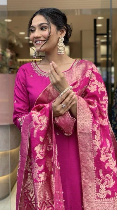 MF 755 Rani pink Color Roman Silk Coding Work Salwar Suit Casual, Wedding, Party, Festive, Events Etc.4-6 Working Days@ 1699/-only | Jump Suits, Salwar suit, Casual Suits, Creative suits, Designer Suits, Palazzo Suits, Party Wear Suits, Patiala Suits, Straight Suits