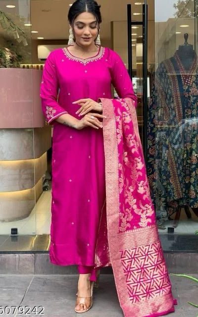 MF 755 Rani pink Color Roman Silk Coding Work Salwar Suit Casual, Wedding, Party, Festive, Events Etc.4-6 Working Days@ 1699/-only | Jump Suits, Salwar suit, Casual Suits, Creative suits, Designer Suits, Palazzo Suits, Party Wear Suits, Patiala Suits, Straight Suits
