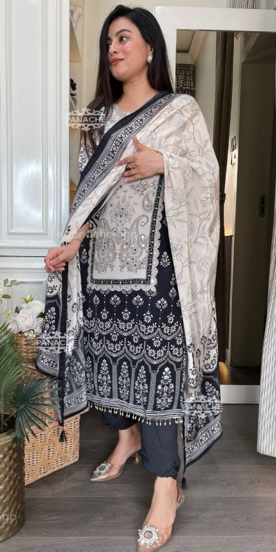 BE 337 White Color Chinon Printed Mirror Work Salwar Suit Casual, Wedding, Festive, Events . Expected Delivery 4-6 Working Days @1799/- only | Jump Suits, Salwar suit, Casual Suits, Creative suits, Designer Suits, Palazzo Suits, Party Wear Suits, Patiala Suits, Straight Suits