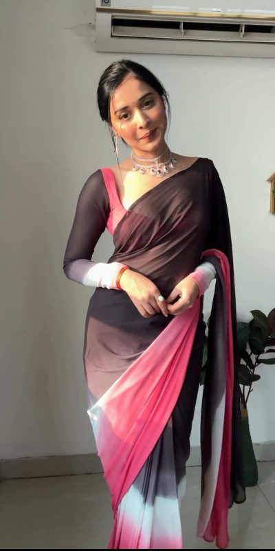 SC 235 Black Pink Color Soft Georgette Silk Ready To Wear Saree Casual, Wedding, Festive, Events . Expected Delivery 4-6 Working Days @1549/- only | Sarees, Bollywood Sarees, Creative Sarees, Designer Sarees, Embroidered Sarees, Ethnic Saree, Modern Digital sarees, Party Wear Sarees