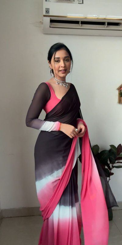 SC 235 Black Pink Color Soft Georgette Silk Ready To Wear Saree Casual, Wedding, Festive, Events . Expected Delivery 4-6 Working Days @1549/- only | Sarees, Bollywood Sarees, Creative Sarees, Designer Sarees, Embroidered Sarees, Ethnic Saree, Modern Digital sarees, Party Wear Sarees