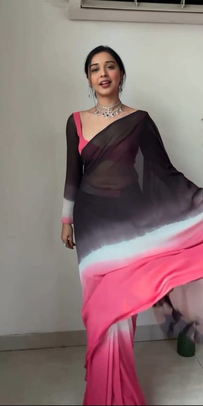 SC 235 Black Pink Color Soft Georgette Silk Ready To Wear Saree Casual, Wedding, Festive, Events . Expected Delivery 4-6 Working Days @1549/- only | Sarees, Bollywood Sarees, Creative Sarees, Designer Sarees, Embroidered Sarees, Ethnic Saree, Modern Digital sarees, Party Wear Sarees