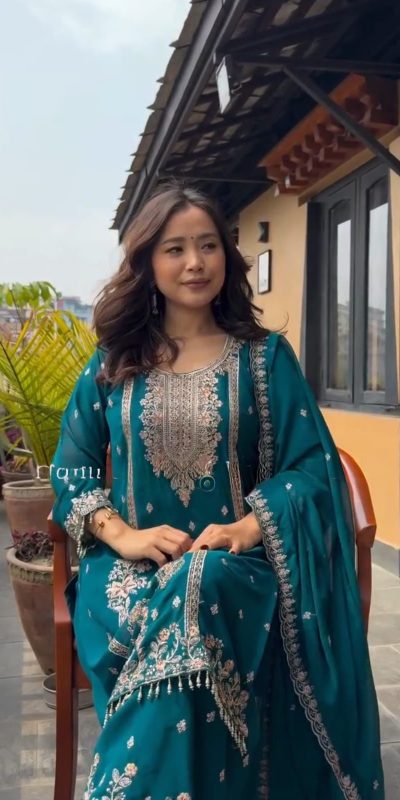 DC G90 Blue Chinon Chinon Embroidery Work Fancy Moti lace Salwar Suit Casual, Wedding, Festive, Events . Expected Delivery 4-6 Working Days @2049/- only | Jump Suits, Salwar suit, Casual Suits, Creative suits, Designer Suits, Palazzo Suits, Party Wear Suits, Patiala Suits, Straight Suits