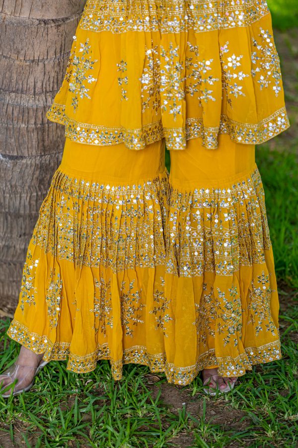 Yellow Georgette 7mm Sequence Work Salwar Suit - Image 2