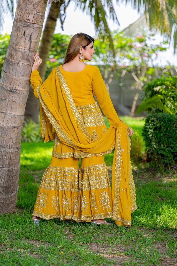 Yellow Georgette 7mm Sequence Work Salwar Suit - Image 3