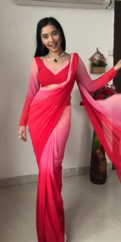 SC 226 Pink Red Color Soft Georgette Silk Ready To Wear Saree Casual, Wedding, Festive, Events . Expected Delivery 4-6 Working Days @1549/- only | Sarees, Bollywood Sarees, Creative Sarees, Designer Sarees, Embroidered Sarees, Ethnic Saree, Modern Digital sarees, Party Wear Sarees