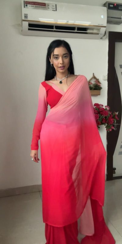 SC 226 Pink Red Color Soft Georgette Silk Ready To Wear Saree Casual, Wedding, Festive, Events . Expected Delivery 4-6 Working Days @1549/- only | Sarees, Bollywood Sarees, Creative Sarees, Designer Sarees, Embroidered Sarees, Ethnic Saree, Modern Digital sarees, Party Wear Sarees