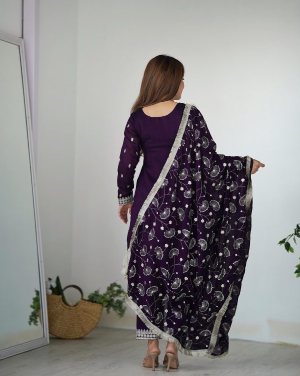 Purple Rangoli Silk Sequence Jari Work Salwar Suit - Image 9
