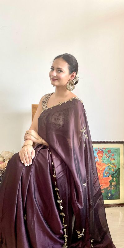 AC Resham Brown Color Rangoli Silk Handwork Cutwork Pearl Saree Casual, Wedding, Festive, Events . Expected Delivery 4-6 Working Days @1999/- only | Sarees, Bollywood Sarees, Creative Sarees, Designer Sarees, Embroidered Sarees, Ethnic Saree, Modern Digital sarees, Party Wear Sarees