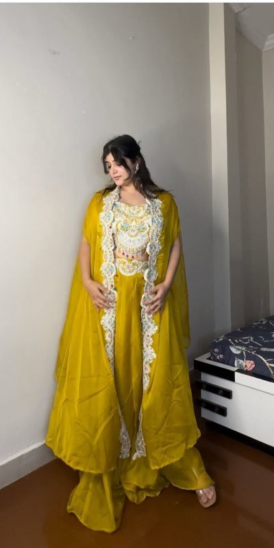 BE 338 Yellow Color Georgette Sequence Diamond Work Dhoti Suit Casual, Wedding, Festive, Events . Expected Delivery  4-6 Working Days @1999/- only      | Jump Suits, Salwar suit, Casual Suits, Creative suits, Designer Suits, Palazzo Suits, Party Wear Suits, Patiala Suits, Straight Suits