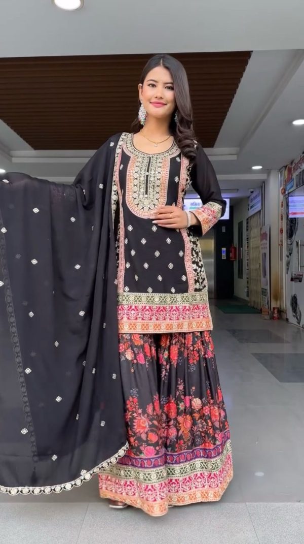 Black Georgette Sequences Work Salwar Suit - Image 3
