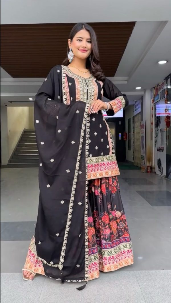 Black Georgette Sequences Work Salwar Suit - Image 4