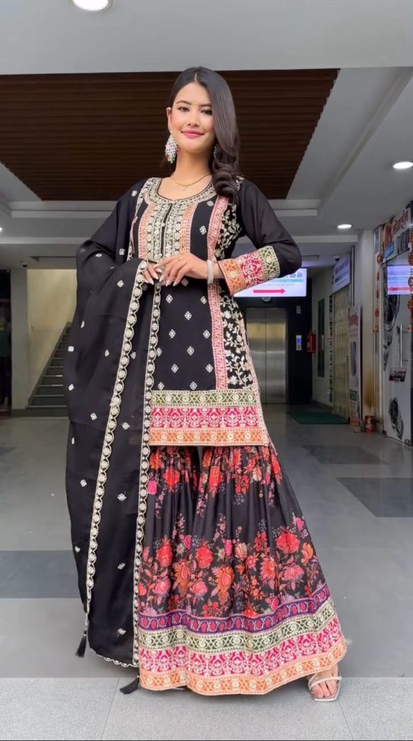 Black Georgette Sequences Work Salwar Suit - Image 2