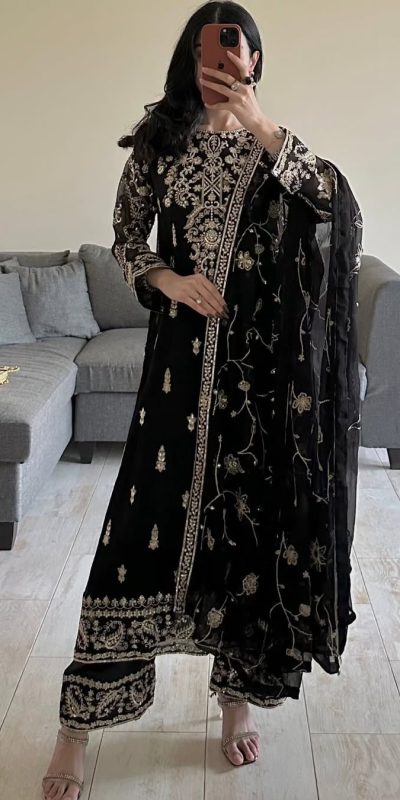 RTC 5853 Black Color Georgette thread with Sequence Salwar Suit Casual, Wedding, Festive, Events . Expected Delivery 4-6 Working Days @2299/- only | Jump Suits, Salwar suit, Casual Suits, Creative suits, Designer Suits, Palazzo Suits, Party Wear Suits, Patiala Suits, Straight Suits