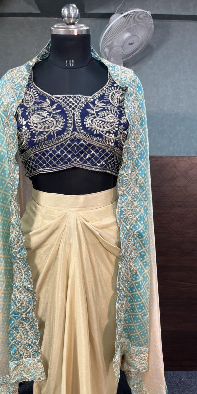 BD 1747 Blue Color Chinon Silk Embroidery Sequins Work Dhoti Suit Casual, Wedding, Party, Festive, Events Etc.4-6 Working Days@ 1999/-only | Jump Suits, Salwar suit, Casual Suits, Creative suits, Designer Suits, Palazzo Suits, Party Wear Suits, Patiala Suits, Straight Suits