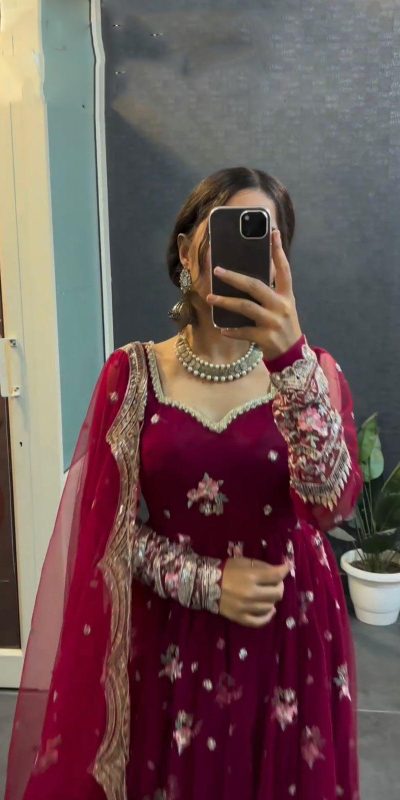 KD 1373 Red Color Georgette Thread With Sequence Salwar Suit Casual, Wedding, Party, Festive, Events Etc.4-6 Working Days@ 2049/-only | Jump Suits, Salwar suit, Casual Suits, Creative suits, Designer Suits, Palazzo Suits, Party Wear Suits, Patiala Suits, Straight Suits