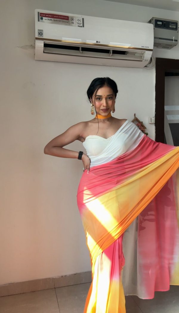 Multi Soft Georgette Silk Ready To Wear Saree - Image 2